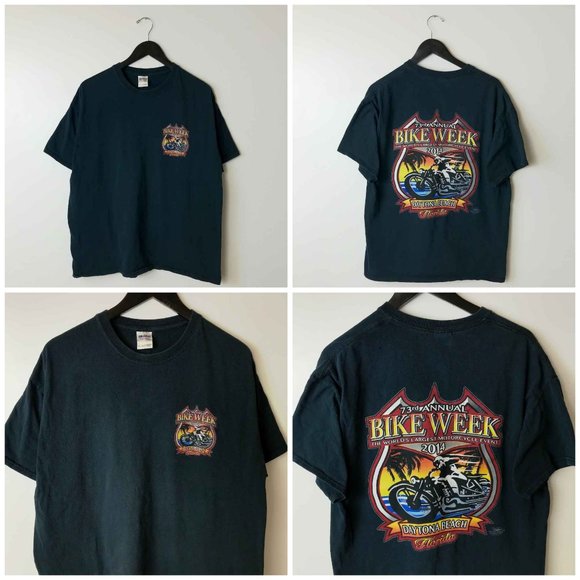 2014 73rd Annual Bike Week Dayton Beach Florida T Shirt Adult Black XL Solid - Picture 11 of 16
